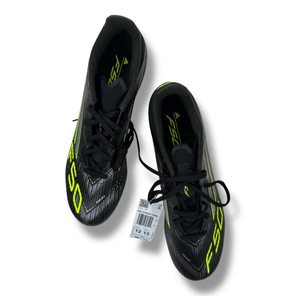 Adidas F50 League FG/MG Soccer Cleats Black Lucid Lemon JI0007 Mens 12/Wm 13 NIB